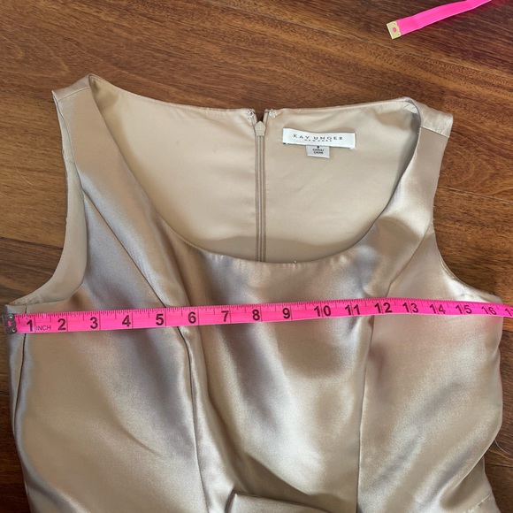 Kay Unger Sophie Jumpsuit Light Gold Dress Black Pants Sleeveless Formal Gown 8 - Picture 10 of 12